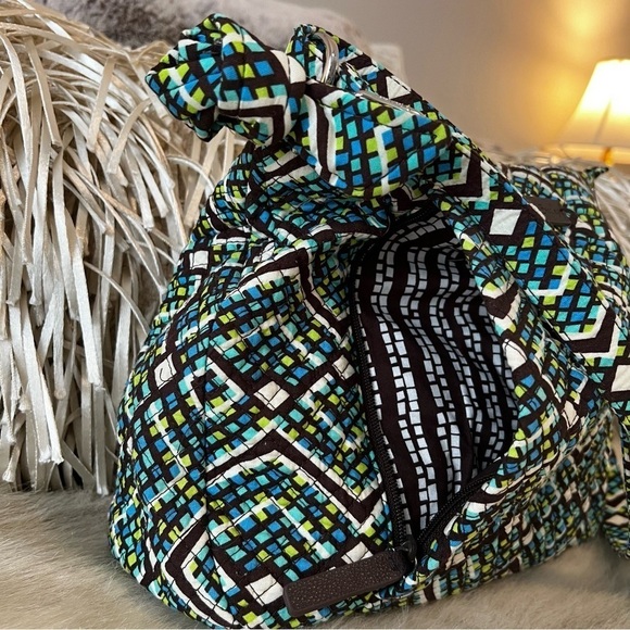 VERA BRADLEY Rainforest Hadley Bag Crossbody Satchel Green Blue Geometric 2017 - Picture 5 of 14